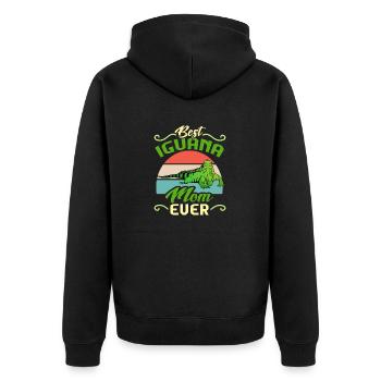 Leguan Eidechse Reptil Herpetologe - Unisex Premium Bio Zip Hoodie - Schwarz - Hinten - Nico (187cm)