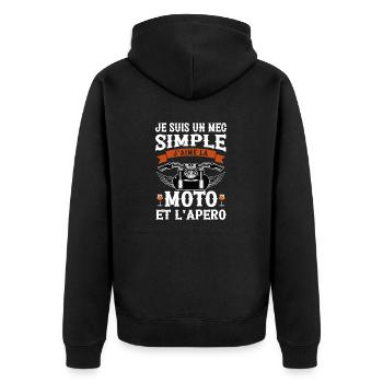 Je Suis Un Mec Simple J aime La Moto Et Apéro - Veste à capuche bio Premium Unisexe - noir - Dos - Nico (187cm)