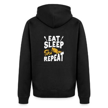 Food Sleeping Skiing Repetition Skiing - Unisex Premium Organic Zip Hoodie - black - Back - Nico (187cm)
