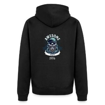 Awesome Since 1976 Vintage Birthday Retro - Unisex Premium Bio Zip Hoodie - Schwarz - Hinten - Nico (187cm)