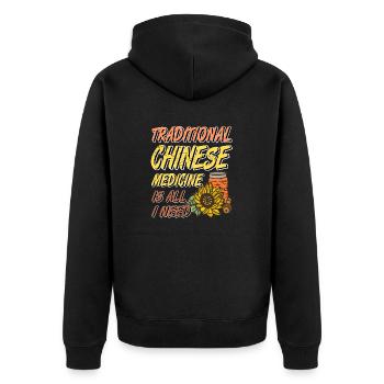 Traditional Chinese Medicine IS All I Need Retro - Unisex Premium Organic Zip Hoodie - black - Back - Nico (187cm)