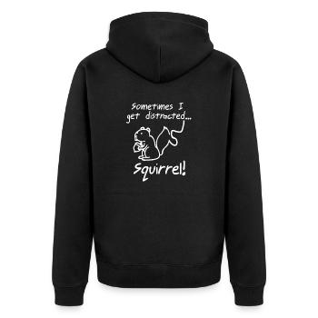 Sometimes I Get Distracted Squirrel! Funny Animals - Unisex Premium Bio Zip Hoodie - Schwarz - Hinten - Nico (187cm)