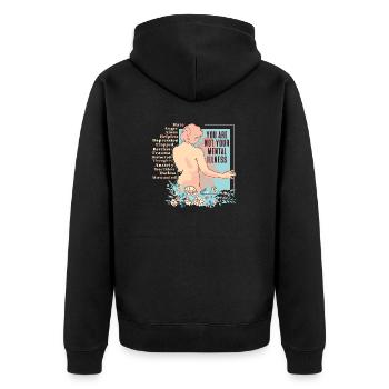 Anxiety Depression Mental Health - Unisex Premium Organic Zip Hoodie - black - Back - Nico (187cm)