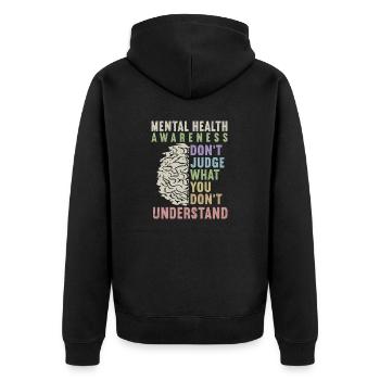 Anxiety Depression Mental Health - Unisex Premium Organic Zip Hoodie - black - Back - Nico (187cm)