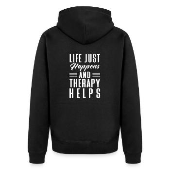 Anxiety Depression Mental Health - Unisex Premium Organic Zip Hoodie - black - Back - Nico (187cm)