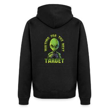 Lustiges Alien Spruch Area 51 Roswell und UFO - Unisex Premium Bio Zip Hoodie - Schwarz - Hinten - Nico (187cm)