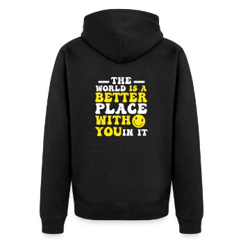 Anxiety Depression Mental Health - Unisex Premium Organic Zip Hoodie - black - Back - Nico (187cm)