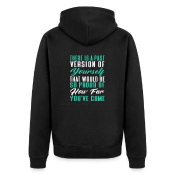 Anxiety Depression Mental Health - Unisex Premium Organic Zip Hoodie - black - Back - Nico (187cm)