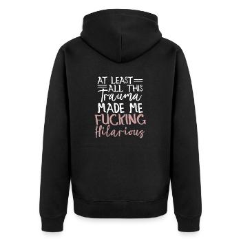 Anxiety Depression Mental Health - Unisex Premium Organic Zip Hoodie - black - Back - Nico (187cm)