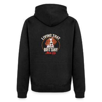 French Brittany Spaniel Epagneul Breton Gift - Unisex Premium Organic Zip Hoodie - black - Back - Nico (187cm)