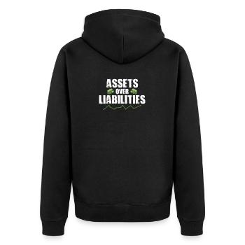 Assets Over Liabilities Funny Accounting CPA Audit - Unisex Premium Organic Zip Hoodie - black - Back - Nico (187cm)