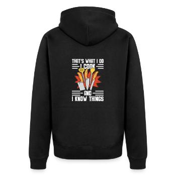 Das Ist, Was Ich Tue, Ich Koche, Und Ich Weiß - Unisex Premium Bio Zip Hoodie - Schwarz - Hinten - Nico (187cm)