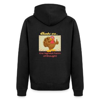 Citations célèbres sur Thanksgiving - Veste à capuche bio Premium Unisexe - noir - Dos - Nico (187cm)