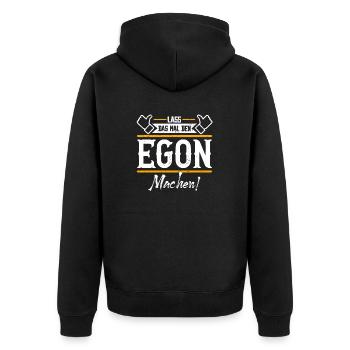 Egon Geschenkidee Geschenk Geburtstag - Unisex Premium Bio Zip Hoodie - Schwarz - Hinten - Nico (187cm)