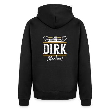 Dirk Geschenkidee Geschenk Geburtstag - Unisex Premium Bio Zip Hoodie - Schwarz - Hinten - Nico (187cm)