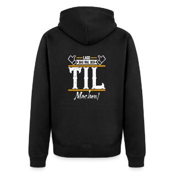 Til Geschenkidee Geschenk Geburtstag - Unisex Premium Bio Zip Hoodie - Schwarz - Hinten - Nico (187cm)