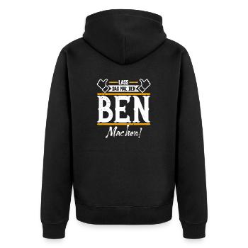Ben Geschenkidee Geschenk Geburtstag - Unisex Premium Bio Zip Hoodie - Schwarz - Hinten - Nico (187cm)