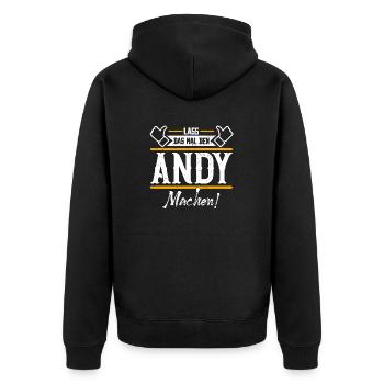 Andy Geschenkidee Geschenk Geburtstag - Unisex Premium Bio Zip Hoodie - Schwarz - Hinten - Nico (187cm)
