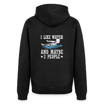 Schimmer Schwimmen J’aime l’eau et peut-être 3 personnes - Veste à capuche bio Premium Unisexe - noir - Dos - Nico (187cm)