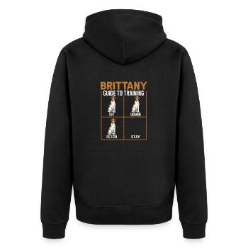 French Brittany Spaniel Epagneul Breton Gift - Unisex Premium Organic Zip Hoodie - black - Back - Nico (187cm)