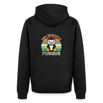 King Penguin Emperor Penguin Penguin Gift - Unisex Premium Organic Zip Hoodie - black - Back - Nico (187cm)