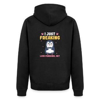 King Penguin Emperor Penguin Penguin Gift - Unisex Premium Organic Zip Hoodie - black - Back - Nico (187cm)