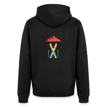 Fun ski mountain lover skiing winter sports - Unisex Premium Organic Zip Hoodie - black - Back - Nico (187cm)