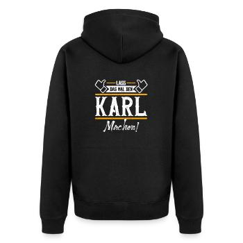 Karl Geschenkidee Geschenk Geburtstag - Unisex Premium Bio Zip Hoodie - Schwarz - Hinten - Nico (187cm)