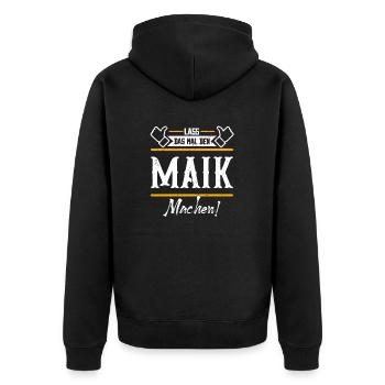 Maik Geschenkidee Geschenk Geburtstag - Unisex Premium Bio Zip Hoodie - Schwarz - Hinten - Nico (187cm)