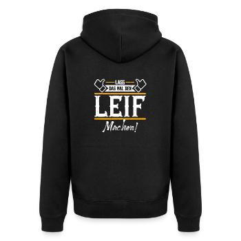 Leif Geschenkidee Geschenk Geburtstag - Unisex Premium Bio Zip Hoodie - Schwarz - Hinten - Nico (187cm)
