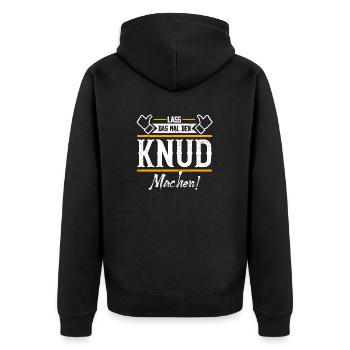 Knud Geschenkidee Geschenk Geburtstag - Unisex Premium Bio Zip Hoodie - Schwarz - Hinten - Nico (187cm)