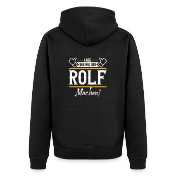 Rolf Geschenkidee Geschenk Geburtstag - Unisex Premium Bio Zip Hoodie - Schwarz - Hinten - Nico (187cm)