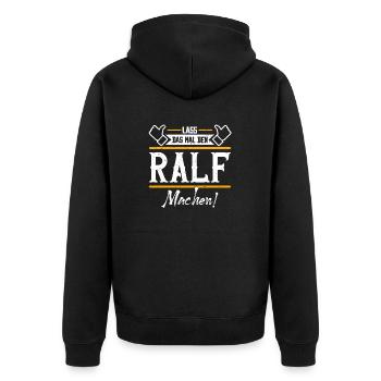 Ralf Geschenkidee Geschenk Geburtstag - Unisex Premium Bio Zip Hoodie - Schwarz - Hinten - Nico (187cm)