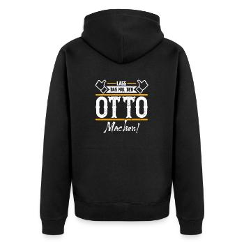 Otto Geschenkidee Geschenk Geburtstag - Unisex Premium Bio Zip Hoodie - Schwarz - Hinten - Nico (187cm)