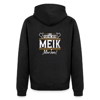 Meik Geschenkidee Geschenk Geburtstag - Unisex Premium Bio Zip Hoodie - Schwarz - Hinten - Nico (187cm)