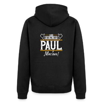 Paul Geschenkidee Geschenk Geburtstag - Unisex Premium Bio Zip Hoodie - Schwarz - Hinten - Nico (187cm)