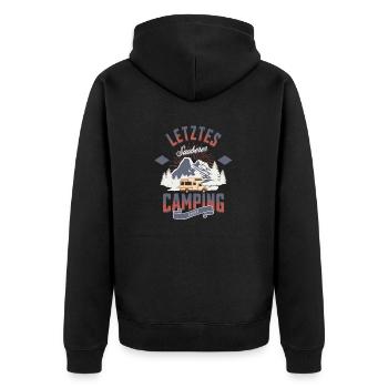 Letztes sauberes Camping Shirt - Unisex Premium Bio Zip Hoodie - Schwarz - Hinten - Nico (187cm)