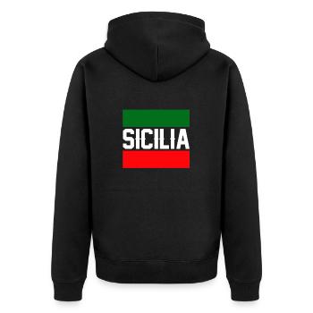 Sizilien flagge Sizilien Palermo Italien - Unisex Premium Bio Zip Hoodie - Schwarz - Hinten - Nico (187cm)
