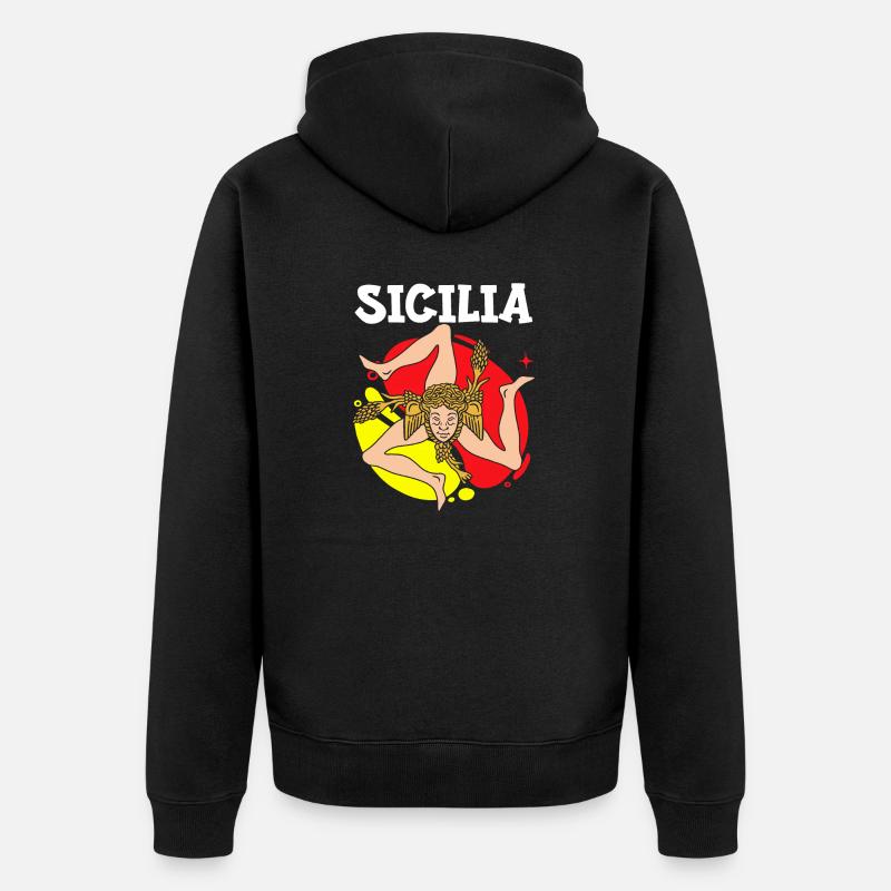 Sicile drapeau Sicile Palerme Italie - Veste à capuche bio Premium Unisexe - noir