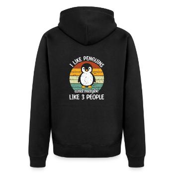 King Penguin Emperor Penguin Penguin Gift - Unisex Premium Organic Zip Hoodie - black - Back - Nico (187cm)