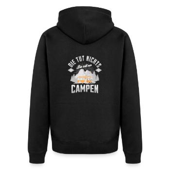 Die tut nichts die will nur Campen Wohnmobil - Unisex Premium Bio Zip Hoodie - Schwarz - Hinten - Nico (187cm)