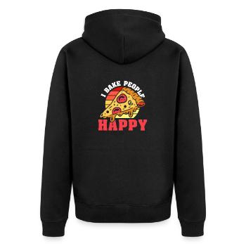 Pizzabäcker Pizzaliebhaber Pizza Geschenk - Unisex Premium Bio Zip Hoodie - Schwarz - Hinten - Nico (187cm)