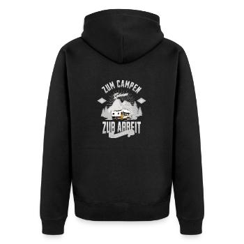 Zum Campen Geboren Wohnmobil - Unisex Premium Bio Zip Hoodie - Schwarz - Hinten - Nico (187cm)