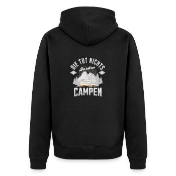Die tut nichts die will nur Campen Wohnmobil - Unisex Premium Bio Zip Hoodie - Schwarz - Hinten - Nico (187cm)
