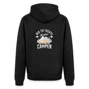 Der tut nichts der will nur Campen Wohnmobil - Unisex Premium Bio Zip Hoodie - Schwarz - Hinten - Nico (187cm)