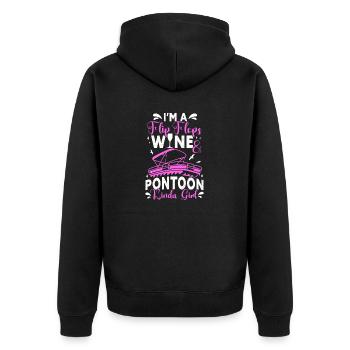 Pontonboot Kapitän Bootfahren See Pontoon - Unisex Premium Bio Zip Hoodie - Schwarz - Hinten - Nico (187cm)