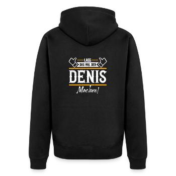 Denis Geschenkidee Geschenk Geburtstag - Unisex Premium Bio Zip Hoodie - Schwarz - Hinten - Nico (187cm)