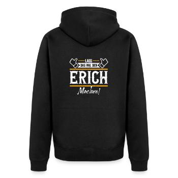 Erich Geschenkidee Geschenk Geburtstag - Unisex Premium Bio Zip Hoodie - Schwarz - Hinten - Nico (187cm)