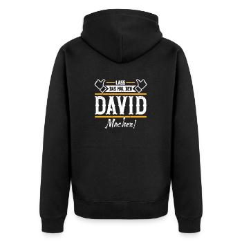 David Geschenkidee Geschenk Geburtstag - Unisex Premium Bio Zip Hoodie - Schwarz - Hinten - Nico (187cm)