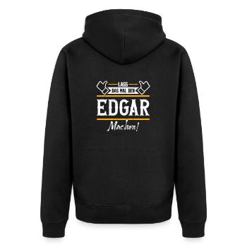 Edgar Geschenkidee Geschenk Geburtstag - Unisex Premium Bio Zip Hoodie - Schwarz - Hinten - Nico (187cm)